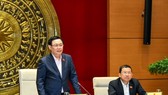 Chủ tịch Quốc hội Vương Đình Huệ phát biểu tại phiên làm việc. Ảnh: QUANG PHÚC