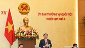Chủ tịch Quốc hội Vương Đình Huệ phát biểu khai mạc phiên họp. Ảnh: ĐBND