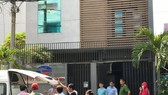 Công an có mặt ở hiện trường. Ảnh: CHÍ THẠCH