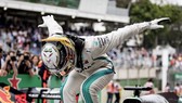 Hamilton trang trọng cúi đầu chào khán giả sau chiến thắng ở Sao Paulo