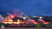 Một góc khán đài đỏ lửa của CĐV Sarajevo