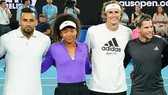 Kyrgios (trái) và Zverev, Thiem (thứ 3 và thứ 4 từ trái sang)