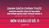 Đơn vị bầu cử số: 11 (quận 10)