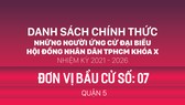 Đơn vị bầu cử số: 07 (quận 5)