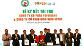 CLB Bình Định nhận được tiền tài trợ 300 tỷ đồng cho 3 mùa từ Topeland và Hưng Land. Ảnh: DŨNG PHƯƠNG