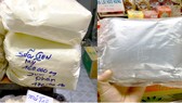 Các loại bột dùng để pha trà sữa không nhãn mác, không thương hiệu được bày bán tại nhiều khu chợ trên địa bàn TPHCM