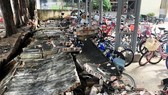 Khu vực tường đổ tại Trường tiểu học Trần Quốc Toản.
