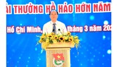 Phó Bí thư Thành ủy TPHCM Nguyễn Hồ Hải phát biểu tại Lễ kỷ niệm 90 năm ngày Thành lập Đoàn Thanh niên Cộng sản Hồ Chí Minh. Ảnh: VIỆT DŨNG