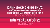 Đơn vị bầu cử số: 29 (huyện Cần Giờ)