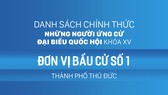 Đơn vị bầu cử số 1 (Thành phố Thủ Đức)