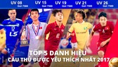 Công bố Tốp 5 Cầu thủ được yêu thích nhất năm 2017