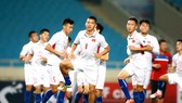 Đội tuyển Việt Nam trong buổi tập cuối cùng chuẩn bị cho trận đấu. Ảnh: MINH HOÀNG
