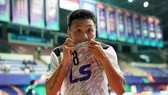 Niềm vui của Minh Trí sau bàn thắng. Ảnh: ANH TRẦN