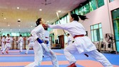 Các tuyển thủ karate Việt Nam tập luyện.