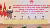 Tổng Bí thư Nguyễn Phú Trọng và các đồng chí lãnh đạo dự phiên họp toàn thể đầu tiên của Chính phủ khóa XV nhiệm kỳ 2021-2026. Ảnh: VIẾT CHUNG