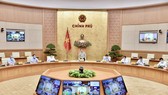 Thủ tướng Chính phủ Phạm Minh Chính, Trưởng Ban chỉ đạo quốc gia phòng chống Covid-19 chủ trì và phát biểu tại cuộc họp, sáng 9-10. Ảnh: VIẾT CHUNG 