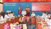 Chủ tịch nước Nguyễn Xuân Phúc phát biểu trong buổi thăm Đoàn đại biểu Quốc hội TPHCM. Ảnh:VIỆT DŨNG