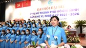 Chủ tịch Hội LHPN TPHCM Nguyễn Trần Phượng Trân phát biểu nhận nhiệm vụ. Ảnh: VIỆT DŨNG