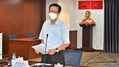 Phó trưởng Ban Chỉ đạo phòng chống dịch Covid-19 TPHCM Phạm Đức Hải phát biểu tại buổi họp báo