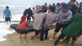 Người dân “giải cứu” cá ông chuông dạt vào bờ biển Quảng Ngãi