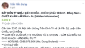 Facebook Trần Yến Dung đã bị Công an quận Liên chiểu phạt 10 triệu đồng vì thông tin bán đất không đúng sự thật