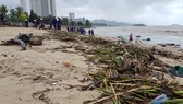 Biển Nha Trang “ngập” rác sau mưa lũ