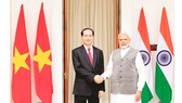 President Tran Dai Quang holds talks with Indian Prime Minister Narendra Modi in New Delhi. (Photo: VNA/VNS)