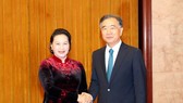 National Assembly Chairwoman Nguyen Thi Kim Ngan (L) meets with Chairman of the Chinese People’s Political Consultative Conference Wang Yang in Beijing on July 12 (Photo: VNA)