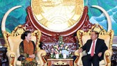 NA Chairwoman Nguyen Thi Kim Ngan and Lao Party General Secretary and President Bounnhang Vorachith (Photo: VNA)