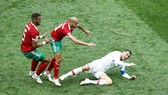 Ronaldo bị phạm lỗi nhiều trong trận đấu với Morocco. Ảnh Getty Images