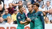 Dele Alli phải ăn mừng bàn thắng quyết định. Ảnh: Getty Images