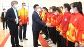Bí thư thành ủy Hà Nội Đinh Tiến Dũng đã tới thăm các đội tuyển thể thao chuẩn bị SEA Games. Ảnh: THANH HẢI.KTĐT