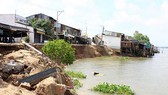 Xuất hiện vết nứt dài 70m ở bờ sông Hậu thuộc An Giang