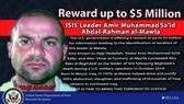 Một lệnh truy nã đối với thủ lĩnh IS Abu Ibrahim al-Qurashi, 45 tuổi, trước khi bị Mỹ tiêu diệt hôm 3-2. Ảnh: REUTERS