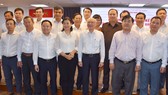 Trưởng Ban Tuyên giáo Thành ủy TPHCM Phan Nguyễn  Như Khuê cùng lãnh đạo  các cơ quan  báo chí tại chương trình ký kết phối hợp truyền thông năm 2022. Ảnh: THU HƯỜNG