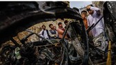 Hiện trường vụ không kích ở Kabul. Ảnh: Los Angeles Times