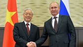 Tổng Bí thư Nguyễn Phú Trọng và Tổng thống Nga Vladimir Putin trong cuộc hội đàm tại Sochi tháng 11-2014. Ảnh: SPUTNIK