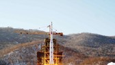 Tên lửa Unha-3 của Triều Tiên rời bệ phóng ở bãi thử tên lửa Dongchang-ri vào năm 2012