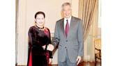 Chủ tịch Quốc hội Nguyễn Thị Kim Ngân hội kiến với Thủ tướng Singapore Lý Hiển Long. Ảnh: TTXVN