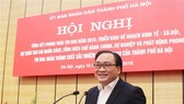 Đồng chí Hoàng Trung Hải, Ủy viên Bộ Chính trị, Bí thư Thành ủy Hà Nội phát biểu chỉ đạo hội nghị. Ảnh: TT-VH