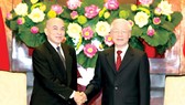 Tổng Bí thư, Chủ tịch nước Nguyễn Phú Trọng hội kiến Quốc vương Campuchia Norodom Sihamoni. Ảnh:  TTXVN
