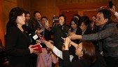 Thứ trưởng Bộ Ngoại giao CHDCND Triều Tiên Choe Son-hui trong buổi họp báo tại Hà Nội hôm 1-3. Ảnh: REUTERS
