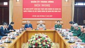 Hội nghị Quân ủy Trung ương diễn ra ngày 30-11 tại Hà Nội, dưới sự chủ trì của Tổng Bí thư, Chủ tịch nước Nguyễn Phú Trọng. Ảnh: VIẾT CHUNG