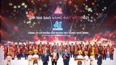 Ông Nguyễn Hùng Cường - Phó Tổng Giám đốc đại diện Hòa Bình nhận danh hiệu Tốp 100 Sao Vàng Đất Việt