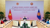 Thủ tưởng Chính phủ Phạm Minh Chính phát biểu tại Hội nghị Thượng đỉnh Lãnh đạo nữ ASEAN lần thứ hai. Ảnh: VGP