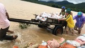 Người dân xã Nghi Văn (Nghi Lộc, Nghệ An) nỗ lực ngăn nước tràn qua đập Gà     