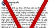 Bài viết trên tài khoản Facebook "Hằng Nguyễn" có nội dung ảnh hưởng đến trật tự xã hội, gây hoang mang trong nhân dân. Ảnh: TTXVN