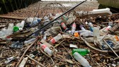 Đủ loại rác thải nhựa dạt vào bờ sông Thames ở London, Anh. Ảnh: AP (chụp ngày 5-2-2018)