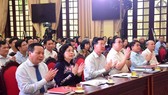 Các đại biểu dự hội nghị Hà Nội 50 năm thực hiện Di chúc của Chủ tịch Hồ Chí Minh và sơ kết 3 năm thực hiện Chỉ thị 05-CT/TƯ của Bộ Chính trị. Ảnh: VOV