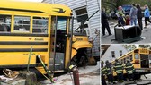 Hiện trường và chiếc xe buýt gặp nạn có giấu ma tuý. Ảnh : Singapore News Network